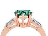 Rose gold Heart Cut Cut Diamond Ring with Tapered Baguette Side Stones in Four-Prong Setting_4