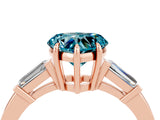 Rose gold Heart Cut Cut Diamond Ring with Tapered Baguette Side Stones in Four-Prong Setting_4