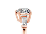 Rose gold Heart Cut Cut Diamond Ring with Tapered Baguette Side Stones in Four-Prong Setting_5