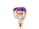 Rose gold Heart Cut Cut Diamond Ring with Tapered Baguette Side Stones in Four-Prong Setting_5