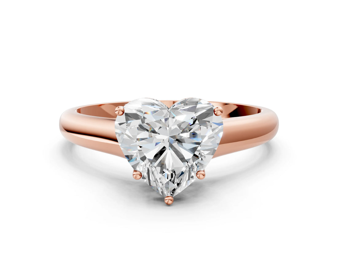 Rose gold Heart Cut Cut Diamond Solitaire Engagement Ring with Tapered Plain Band and Four-Prong Setting_15