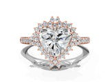 Rose gold Heart Cut Cut Diamond Sunburst Halo Engagement Ring with Pavé Band_3