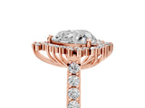 Rose gold Heart Cut Cut Diamond Sunburst Halo Engagement Ring with Pavé Band_8