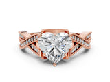 Rose gold Heart Cut Cut Diamond Twisted Band with Milgrain Pave Setting and Four-Prong Setting_2