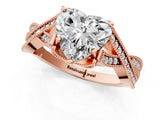 Rose gold Heart Cut Cut Diamond Twisted Band with Milgrain Pave Setting and Four-Prong Setting_3