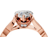 Rose gold Heart Cut Cut Diamond Twisted Band with Milgrain Pave Setting and Four-Prong Setting_6