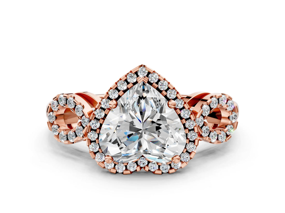 Rose gold Heart Cut Cut Halo Diamond Infinity Band with Four-Prong Setting_9