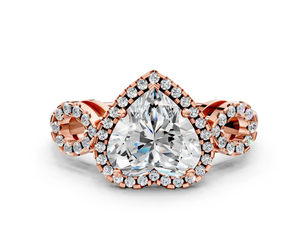 Rose Gold Heart-Shaped Pave Infinity Halo Engagement Ring Setting