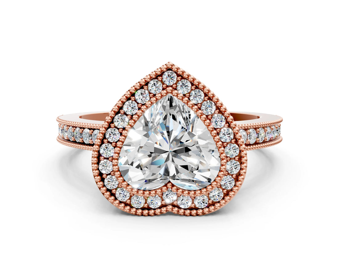 Rose gold Heart Cut Cut Halo Pavé Diamond Ring_13