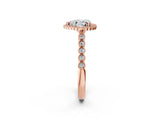 Rose gold Heart Cut Cut Halo Pavé Solitaire Ring with Milgrain Band_5