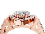 Rose gold Heart Cut Cut Halo Split Shank Prong Set Ring_7