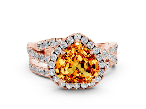 Rose gold Heart Cut Cut Halo Split Shank Prong Setting Ring_12