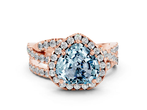 Rose gold Heart Cut Cut Halo Split Shank Prong Setting Ring_12