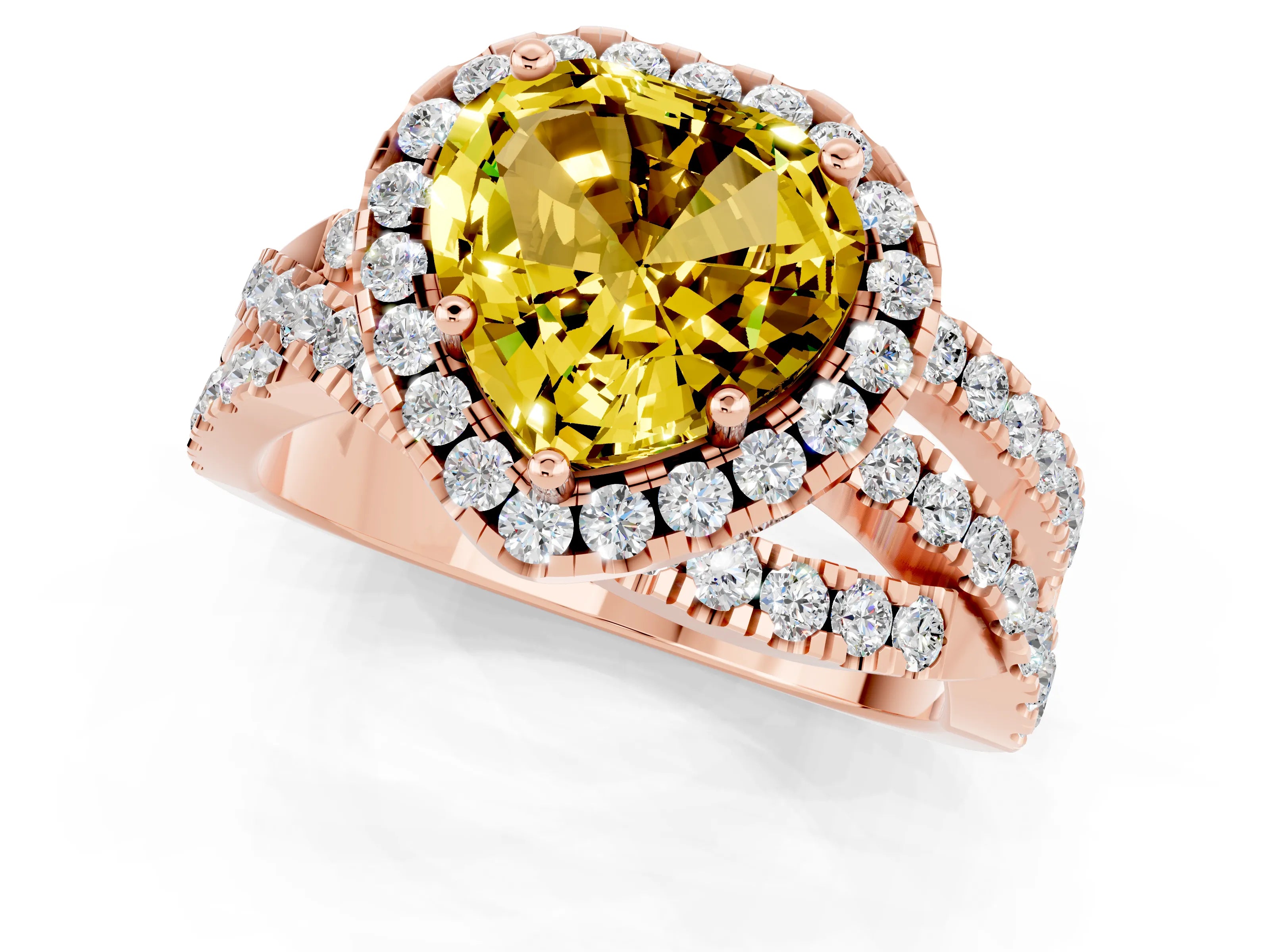 Rose gold Heart Cut Cut Halo Split Shank Prong Setting Ring_13