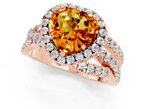 Rose gold Heart Cut Cut Halo Split Shank Prong Setting Ring_13