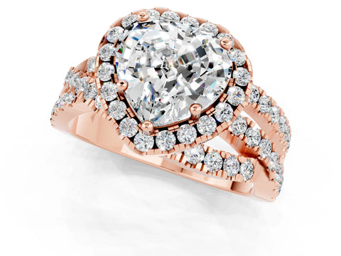 Rose gold Heart Cut Cut Halo Split Shank Prong Setting Ring_13
