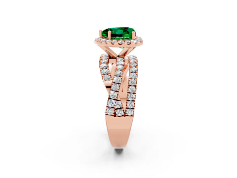 Rose gold Heart Cut Cut Halo Split Shank Prong Setting Ring_14