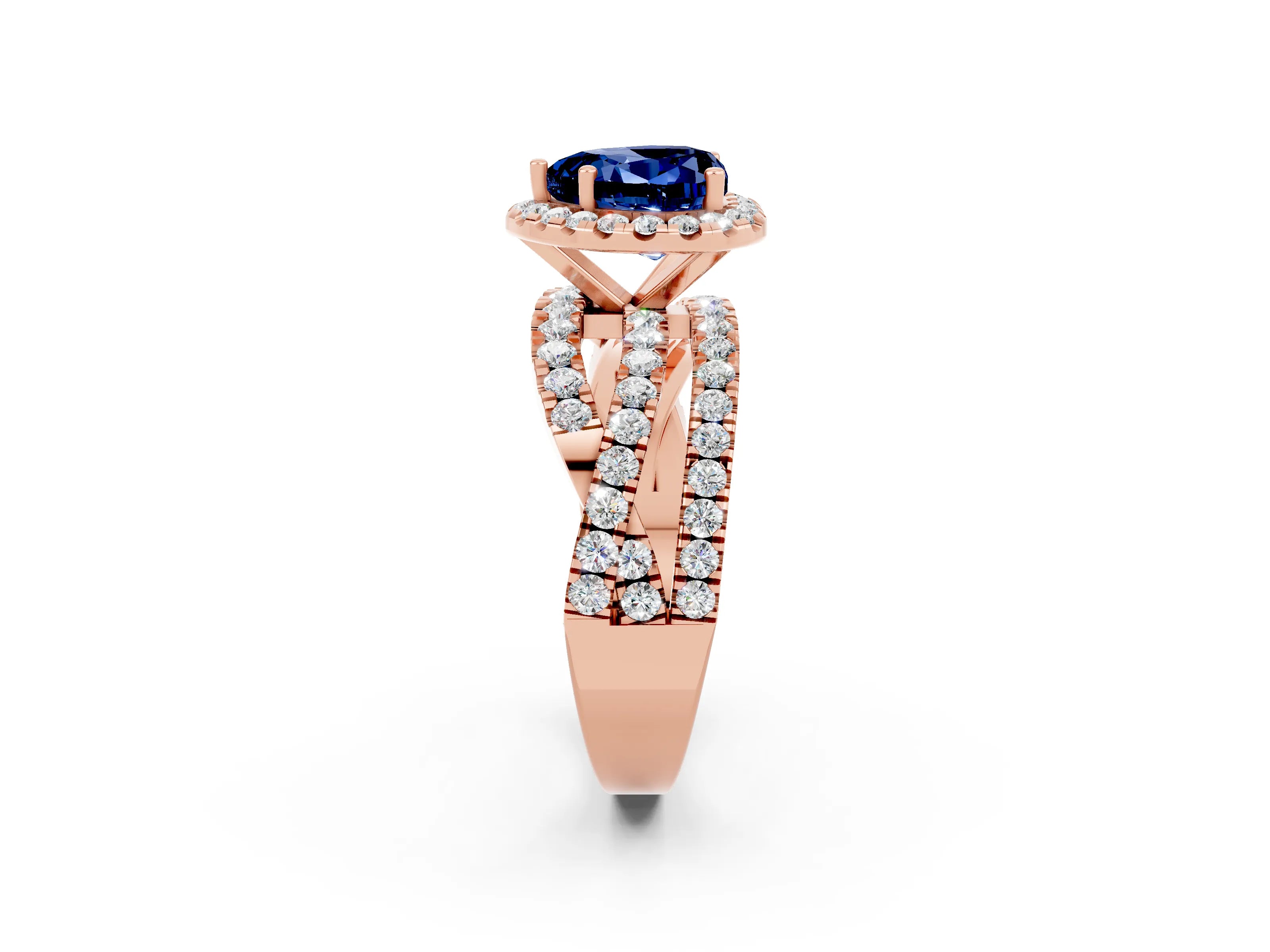 Rose gold Heart Cut Cut Halo Split Shank Prong Setting Ring_14