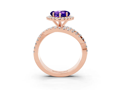 Rose gold Heart Cut Cut Halo Split Shank Prong Setting Ring_15