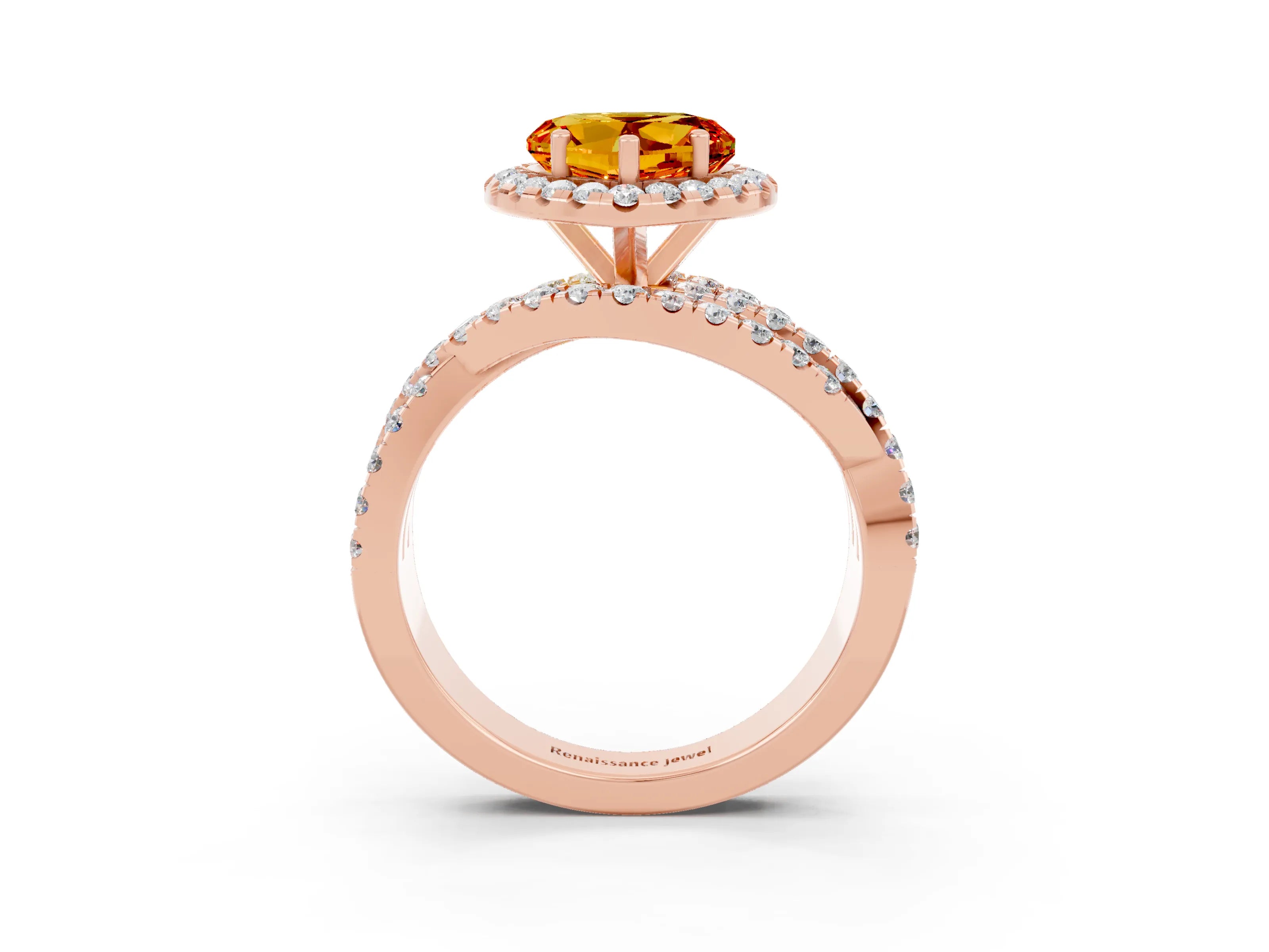 Rose gold Heart Cut Cut Halo Split Shank Prong Setting Ring_15