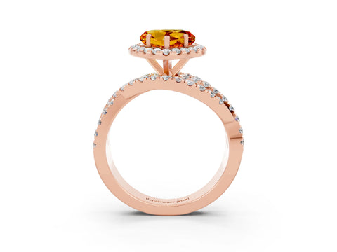 Rose gold Heart Cut Cut Halo Split Shank Prong Setting Ring_15