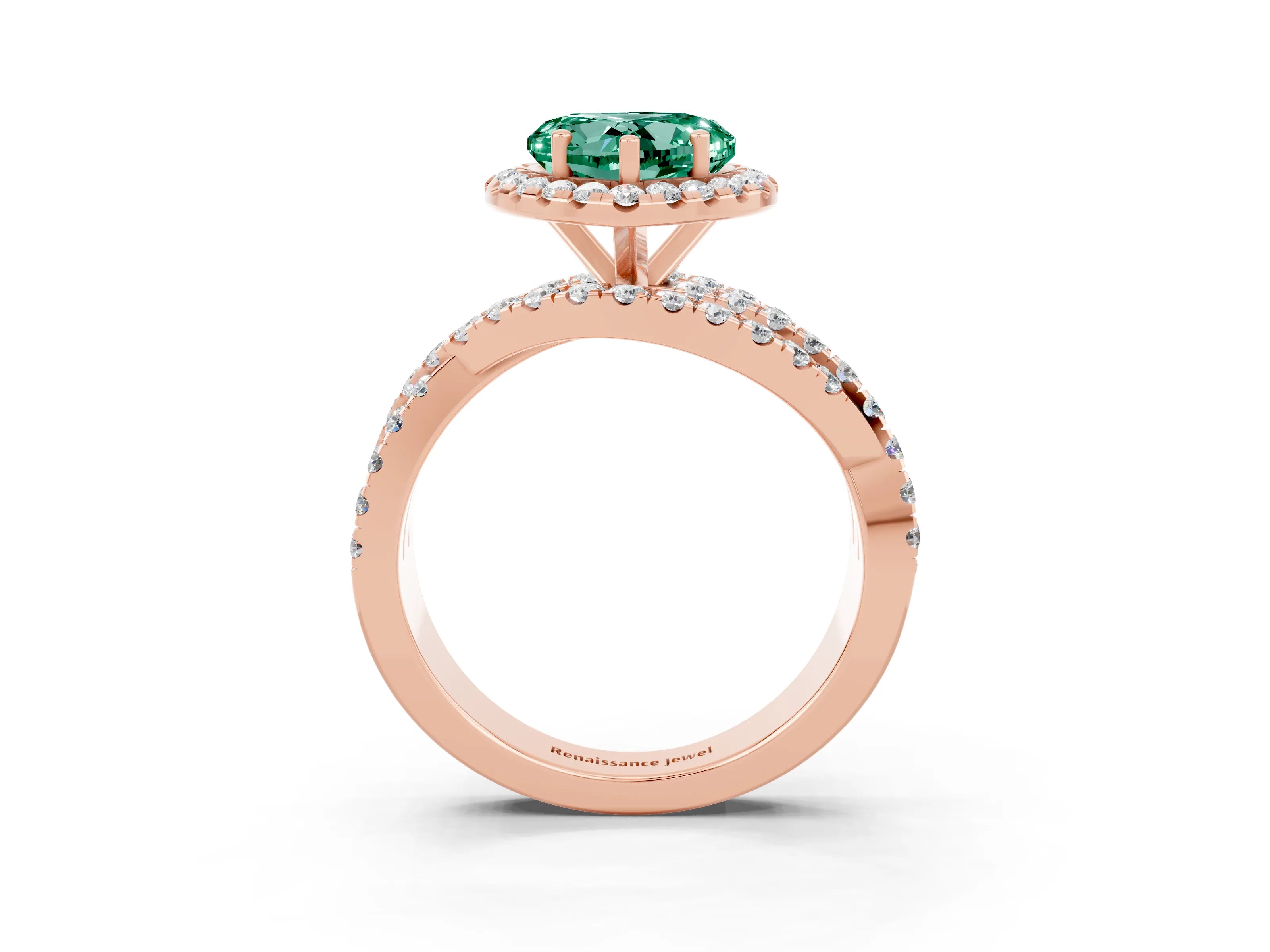 Rose gold Heart Cut Cut Halo Split Shank Prong Setting Ring_15