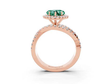 Rose gold Heart Cut Cut Halo Split Shank Prong Setting Ring_15