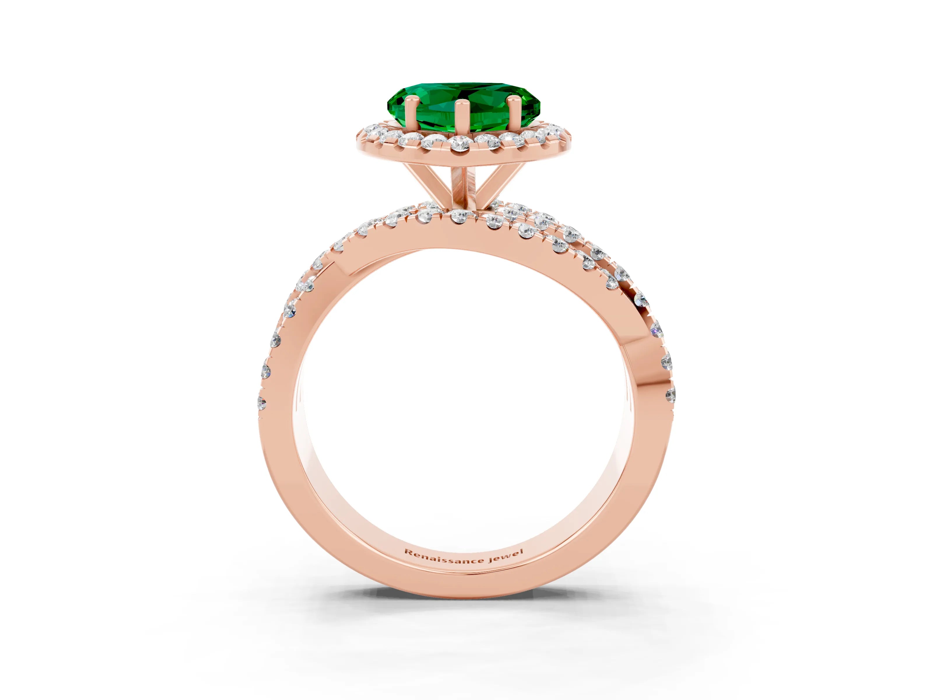 Rose gold Heart Cut Cut Halo Split Shank Prong Setting Ring_15