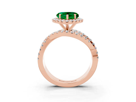 Rose gold Heart Cut Cut Halo Split Shank Prong Setting Ring_15