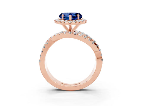 Rose gold Heart Cut Cut Halo Split Shank Prong Setting Ring_15