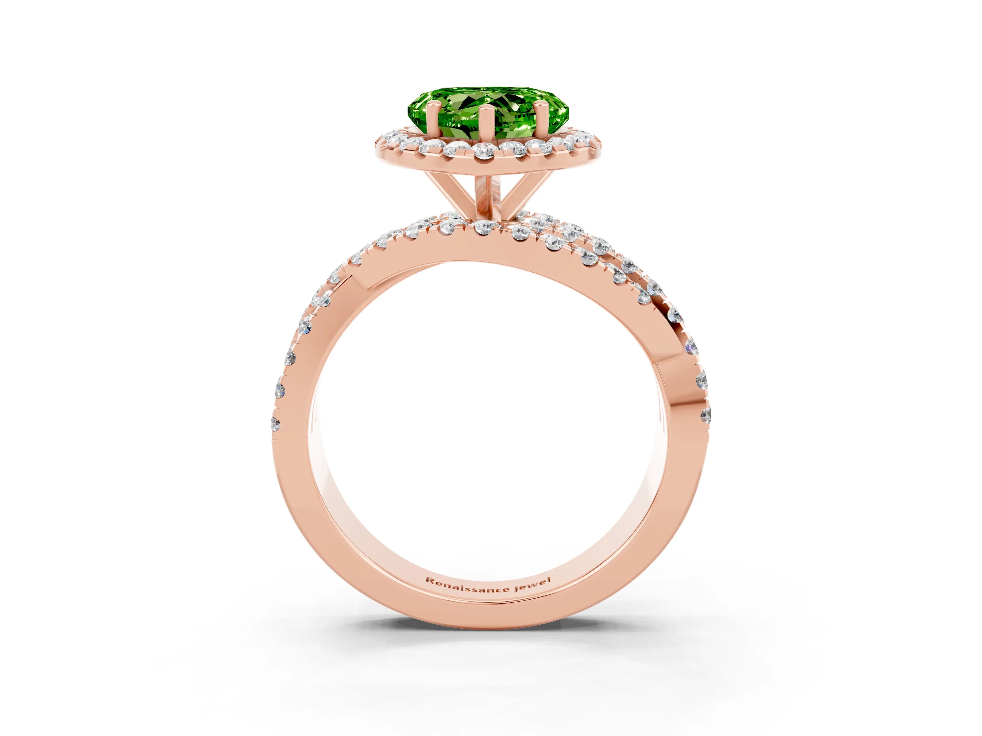Rose gold Heart Cut Cut Halo Split Shank Prong Setting Ring_15