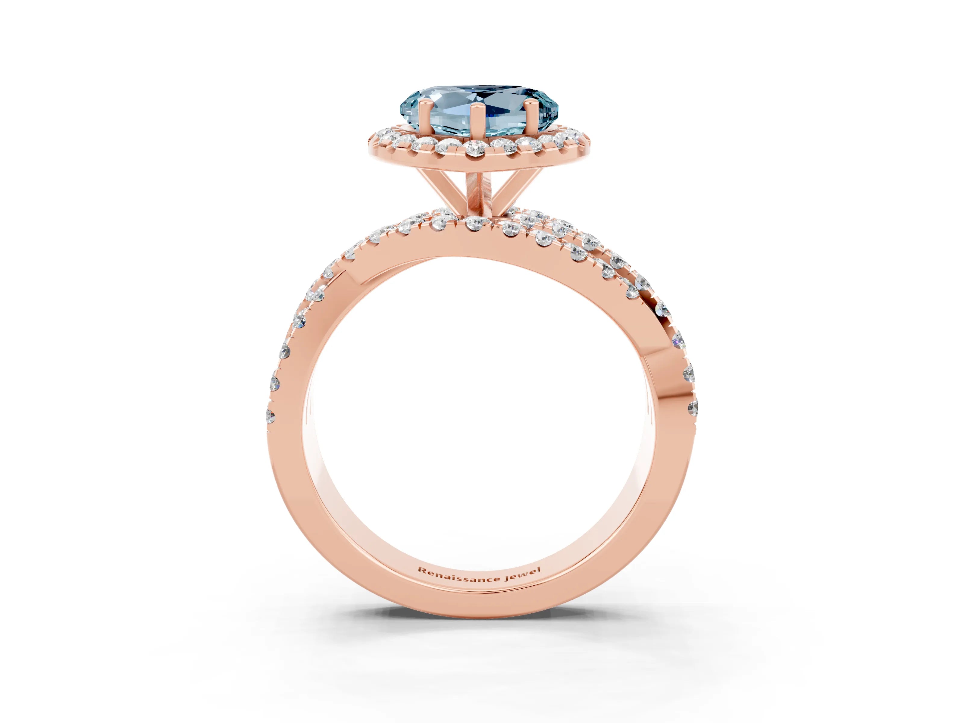 Rose gold Heart Cut Cut Halo Split Shank Prong Setting Ring_15