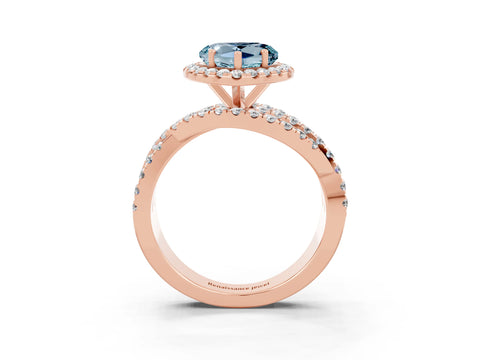 Rose gold Heart Cut Cut Halo Split Shank Prong Setting Ring_15