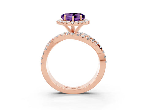 Rose gold Heart Cut Cut Halo Split Shank Prong Setting Ring_15