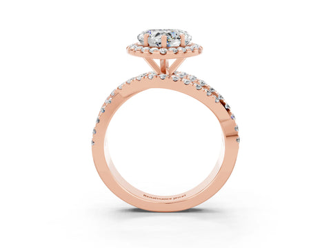 Rose gold Heart Cut Cut Halo Split Shank Prong Setting Ring_15