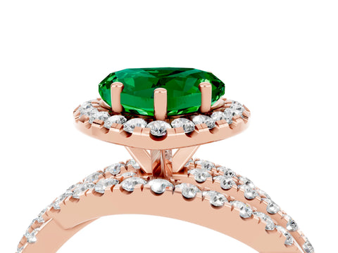 Rose gold Heart Cut Cut Halo Split Shank Prong Setting Ring_16