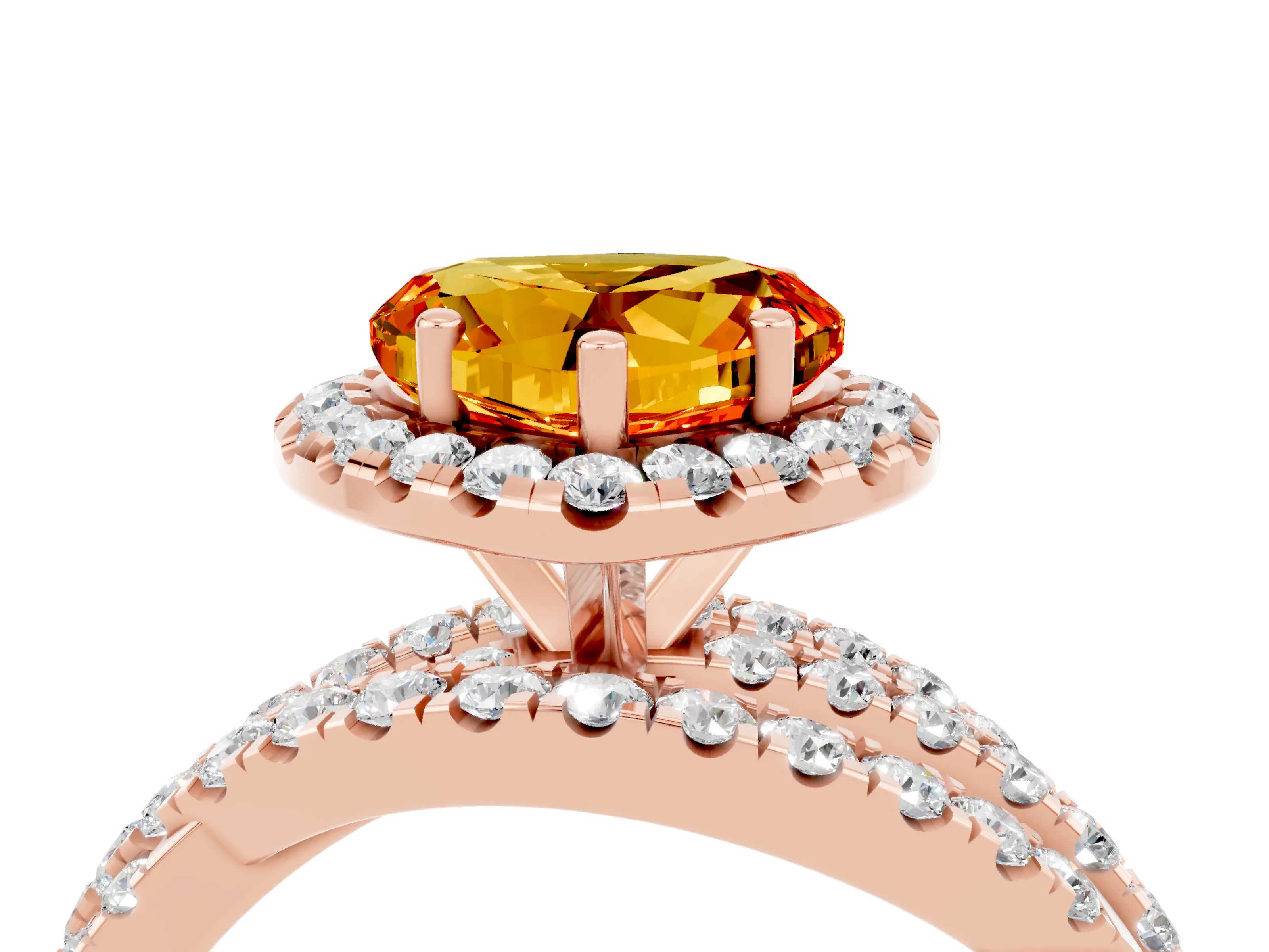 Rose gold Heart Cut Cut Halo Split Shank Prong Setting Ring_16