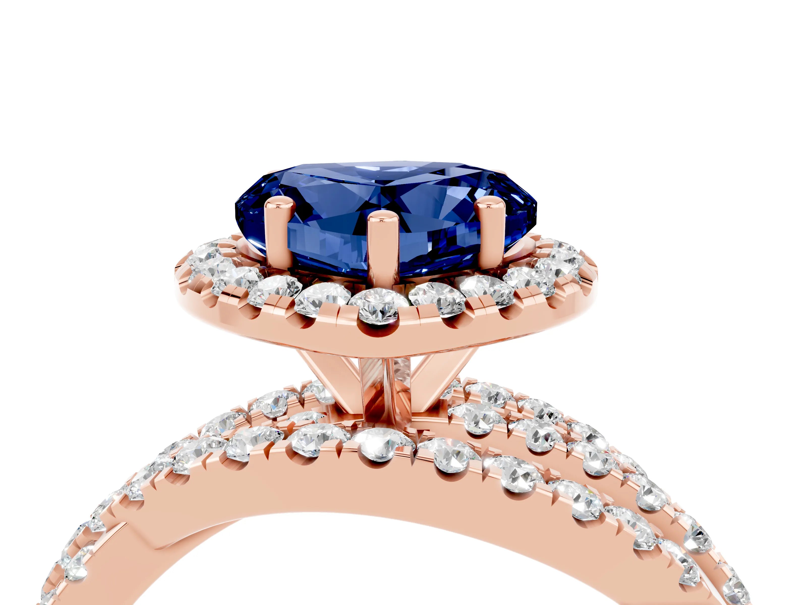 Rose gold Heart Cut Cut Halo Split Shank Prong Setting Ring_16