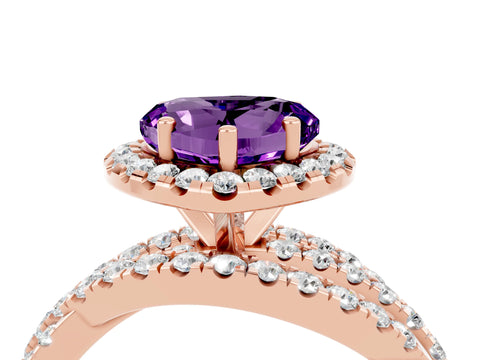Rose gold Heart Cut Cut Halo Split Shank Prong Setting Ring_16