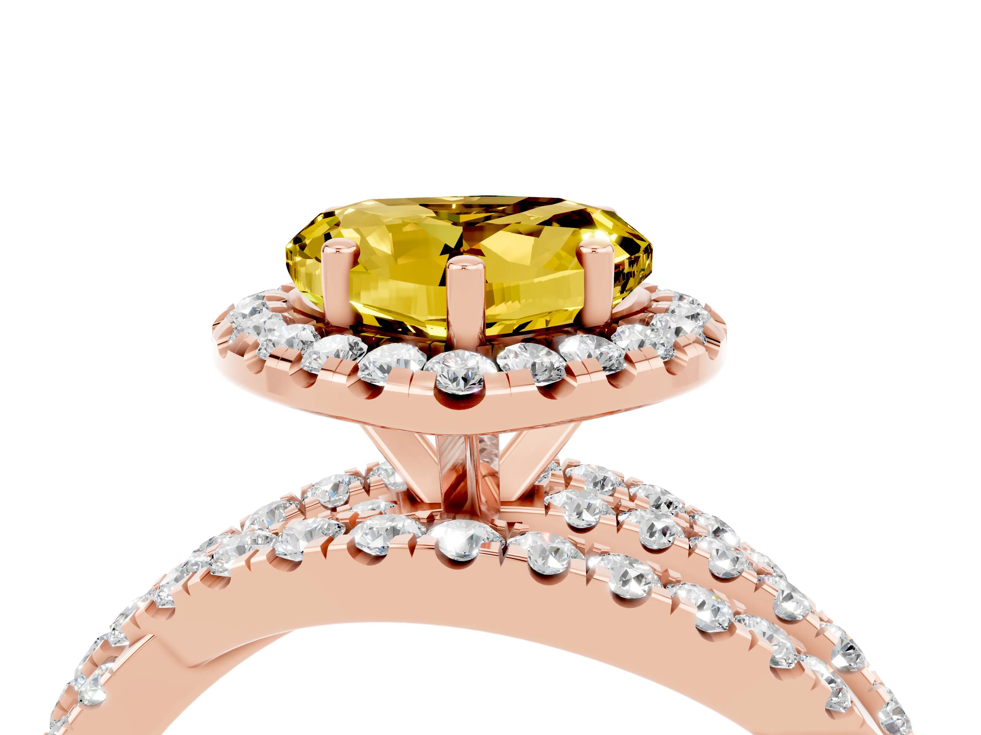Rose gold Heart Cut Cut Halo Split Shank Prong Setting Ring_16
