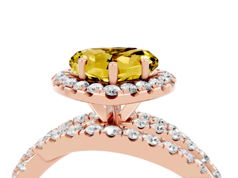 Rose gold Heart Cut Cut Halo Split Shank Prong Setting Ring_16