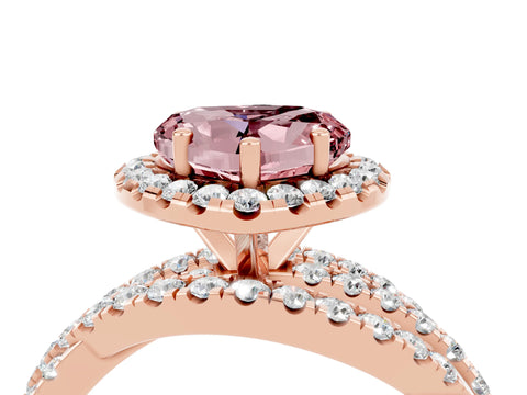 Rose gold Heart Cut Cut Halo Split Shank Prong Setting Ring_16