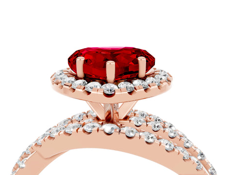 Rose gold Heart Cut Cut Halo Split Shank Prong Setting Ring_16
