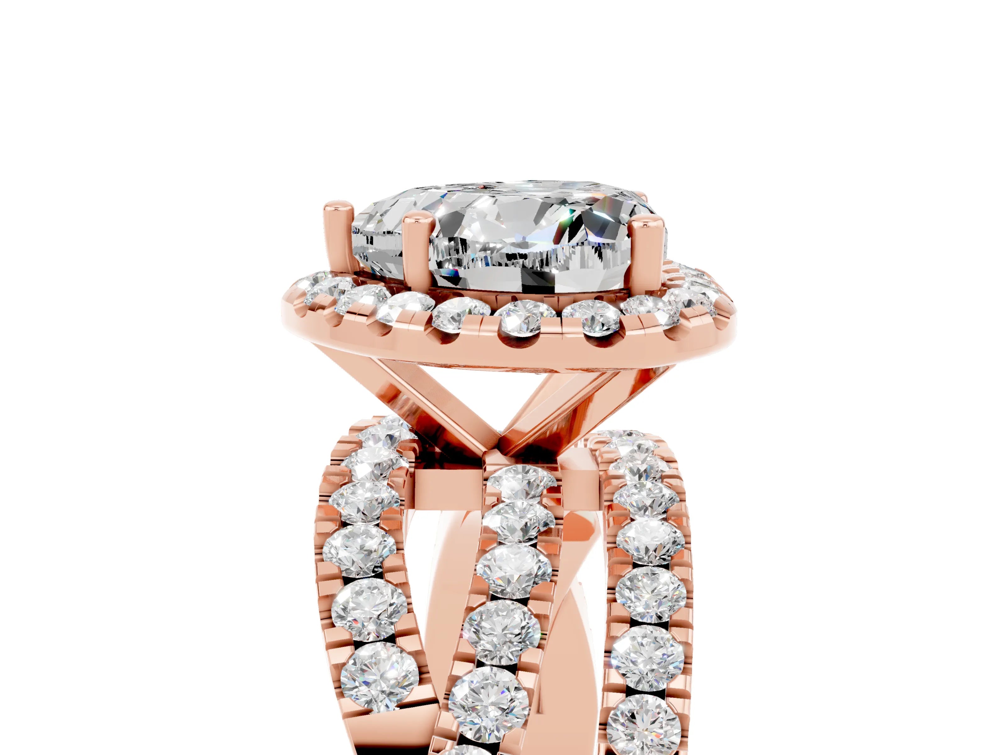 Rose gold Heart Cut Cut Halo Split Shank Prong Setting Ring_17