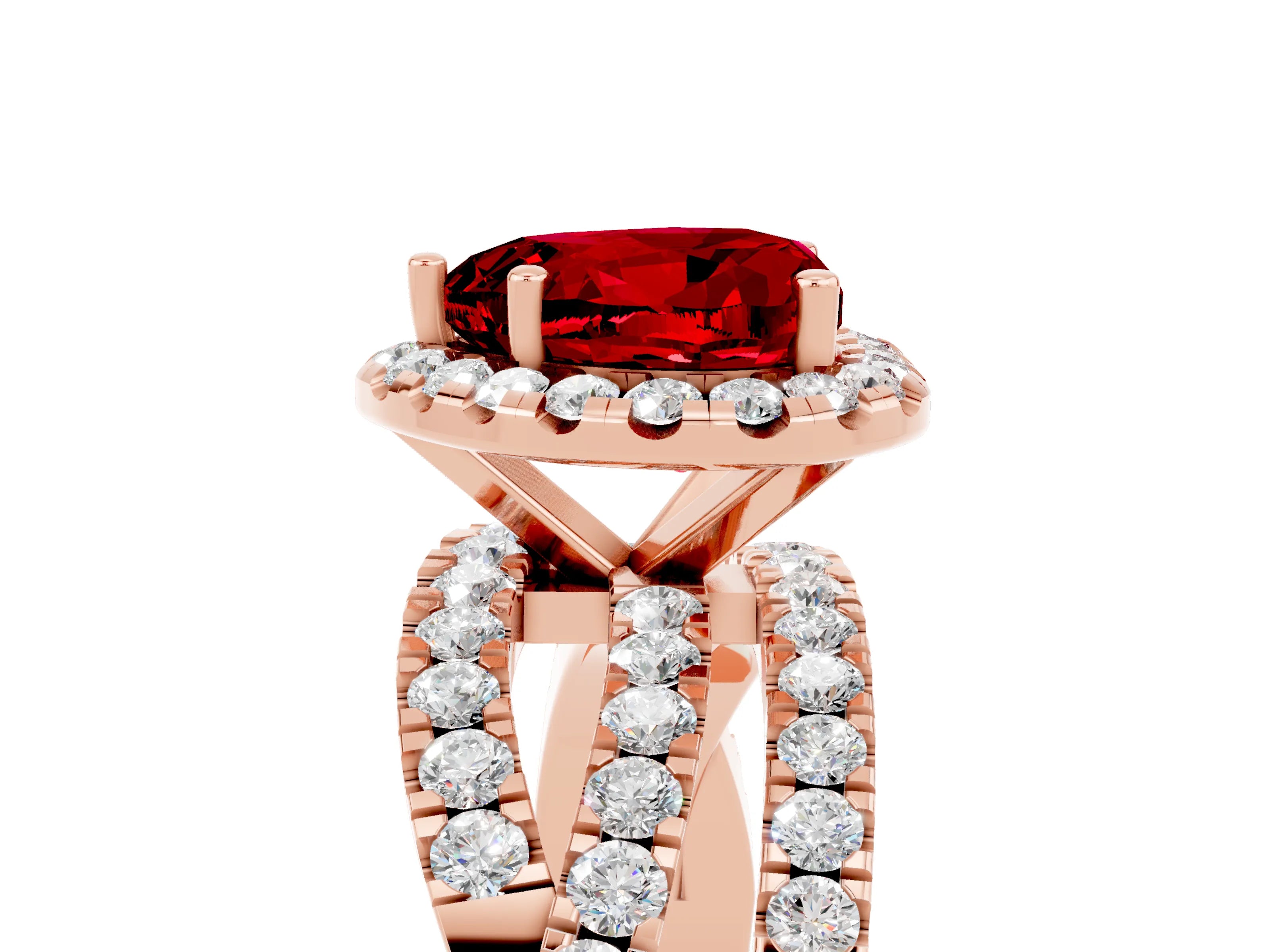 Rose gold Heart Cut Cut Halo Split Shank Prong Setting Ring_17