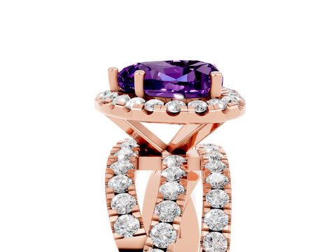 Rose gold Heart Cut Cut Halo Split Shank Prong Setting Ring_17