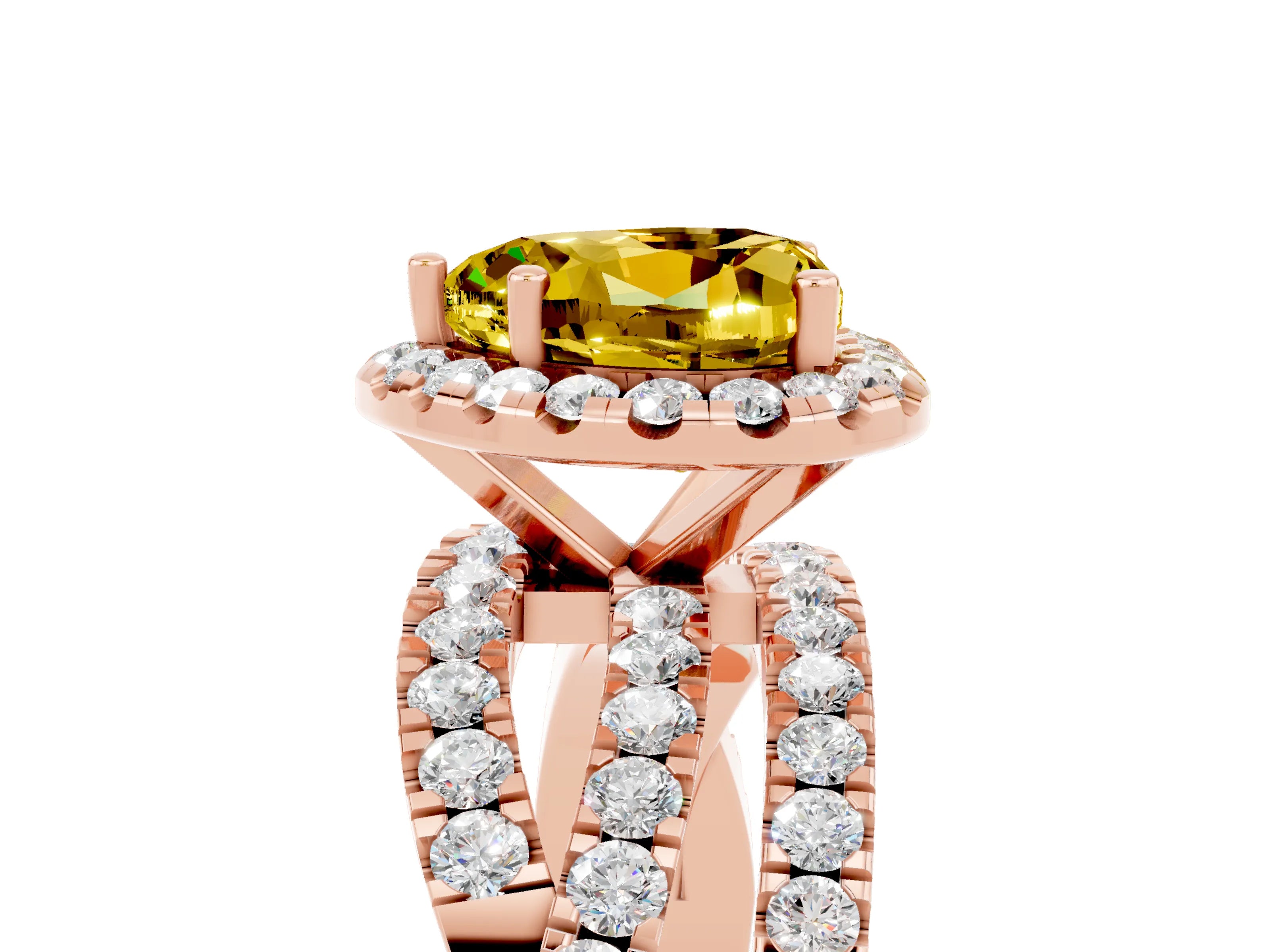 Rose gold Heart Cut Cut Halo Split Shank Prong Setting Ring_17