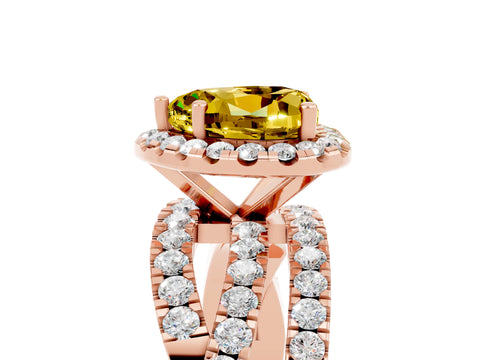 Rose gold Heart Cut Cut Halo Split Shank Prong Setting Ring_17