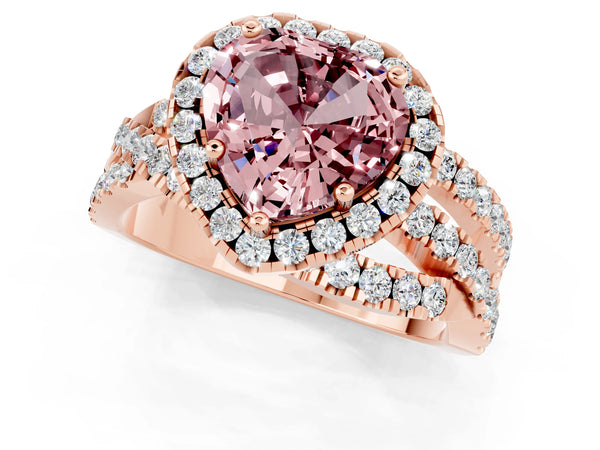Rose gold Heart Cut Cut Halo Split Shank Prong Setting Ring
