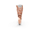 Rose gold Heart Cut Cut Milgrain Pave Diamond Engagement Ring with Four-Prong Setting_5